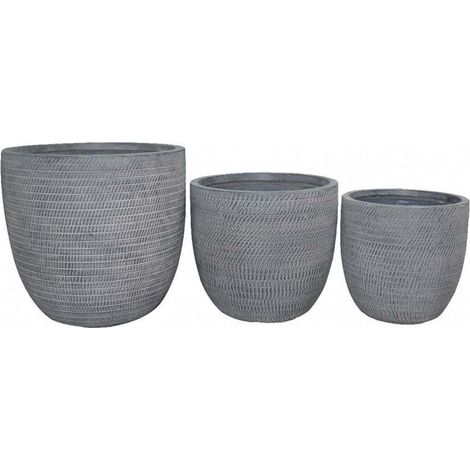 Set 3 Vasi Calla 2 in Fibra di argilla Grigio (1/3)