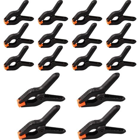 SHINING HOUSE 16 pinces à ressort en plastique, Bricolage Outillage Serre-joints,Pinces Clips Clamps de Préhension pour Travaux du Bois, Photographie, art, artisanat, 2 Pouces noir