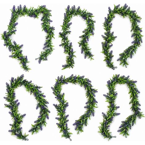 Pack of 6 x 140cm Artificial Lavender Greenery Garland Hanging Decoration - Premium Quality (1/5)