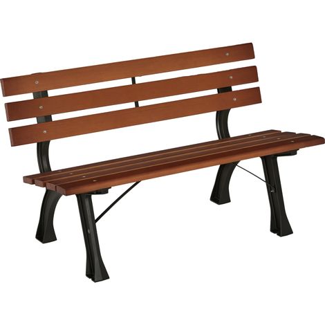 Panchina da Giardino 2 Posti a Doghe in Ghisa e Legno di Abete, 120x57x70 cm, Caffè