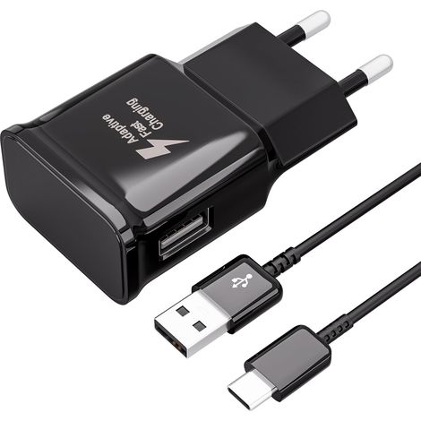 Chargeur Rapide pour Téléphone, Chargeur USB avec Câble USB Type C Compatible avec Galaxy S21, S20, S10, S9, S8, A13, A14, A23, A30, A40, Note10, 9, Chargeur de Tablette USB C (1/5)