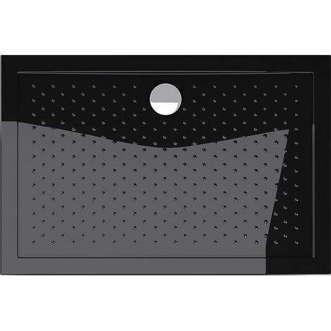 doporro Piatto Doccia Rettangolare in Acrilico H 4 cm Superficie Puntinata Antiscivolo Mod.Lucia02AR - Nero Lucido 80x120 cm