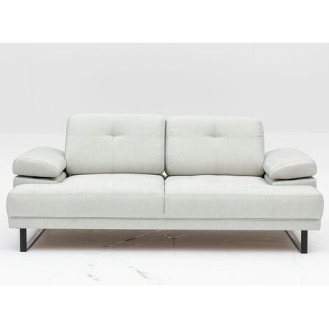 Canapé droit moderne 2 places tissu doux beige clair pieds métal noir Kustone 199cm (1/5)