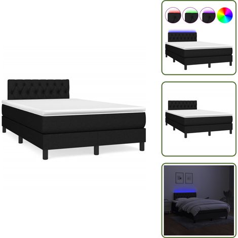 Boxspringbett mit Matratze & LED Schwarz 120x190 cm Stoff - Boxspringbett - Doppelbett - Schlafsystem - Bettauflage - LED Beleuchtung