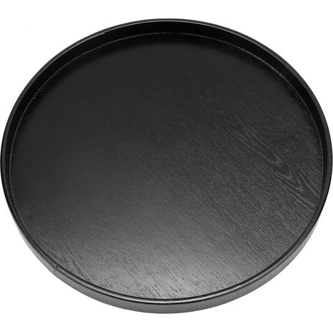Plateau à thé en bois rond noir antidérapant, table de service pour maison, boutique, bureau, bar (Noir 30 cm) (1/4)
