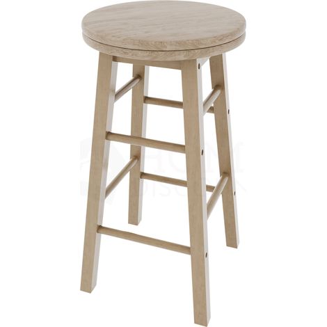 Wooden Revolving Bar Stool Set of 2 Solid Pine Kitchen Dining Room Seat, Pine (1/5)