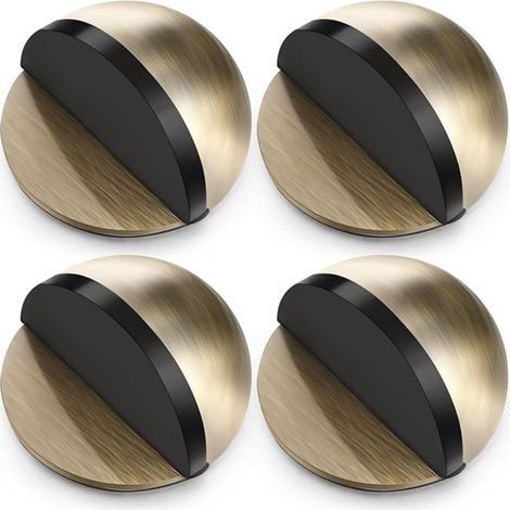Butée de Porte de Sol Auto-Adhésives Butée en Acier Inoxydable Ovale Arrêt en Demi-Lune pour Protection Mur en Verre Couleur Bronze (1/5)