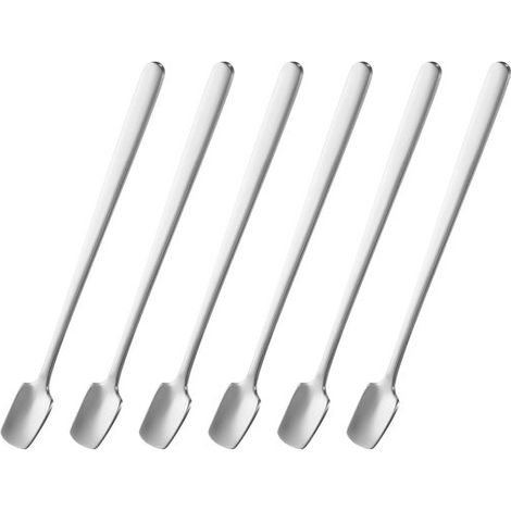 Paquete de 6 cucharillas de espresso de acero inoxidable de 15,5 cm (6,1 pulgadas), cuadradas, color plata (1/5)