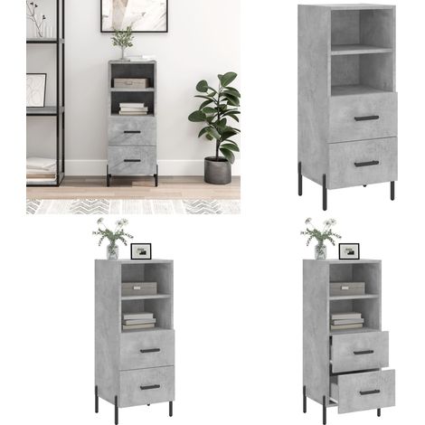 Buffet Gris béton 34,5x34x90 cm Bois d'ingénierie - Buffet Design Moderne - Meuble Rangement Gris - Armoire Cuisine - Commode Salon - Étagère Murale - Home & Living (1/5)