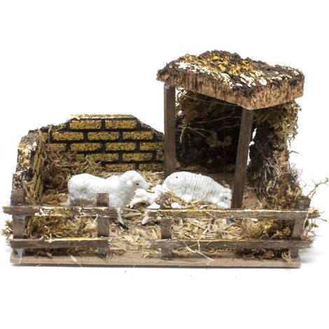 Recinto con Pecorelle per Presepe 15x10x11 cm- 85416/D (1/4)