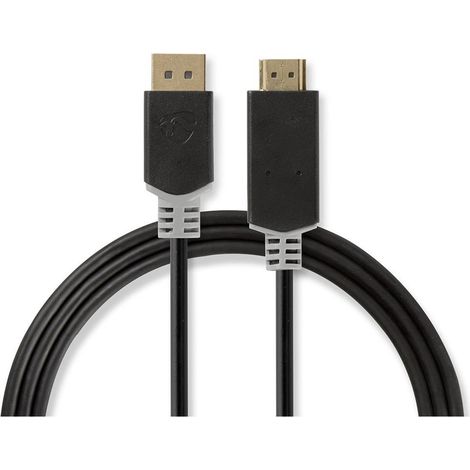 Cable displayport displayport macho conector hdmi 4k30hz chapado en oro 200 metros redondo pvc antracita caja