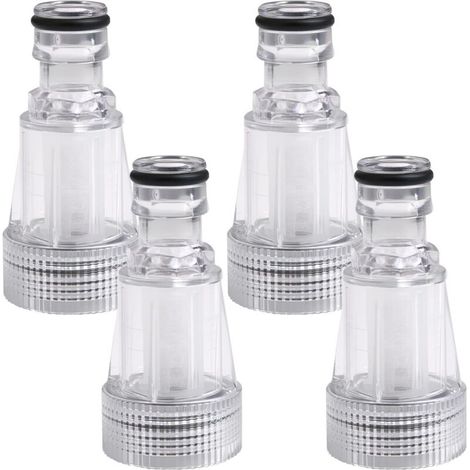 Ensemble de quatre filtres à eau adaptés aux nettoyeurs haute pression et aux accessoires de jardin, avec raccord fileté à 6 points et filtre d'entrée de 25 mm.