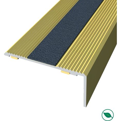 Forestea – Nez de marche antidérapant en aluminium – Adhésif couleur or – Longueur 120 cm – Largeur 4,2 cm – Hauteur 2,1 cm pour sécurité escalier
