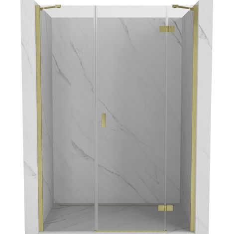 Mexen Mist-H puerta de ducha abatible derecha 140 cm, transparente, dorado cepillado - 8A5-140-001-55-00-P (1/5)