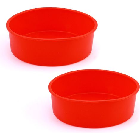 Moule à gâteau rond en silicone (lot de 2) - 20 cm - Rouge vif (1/5)