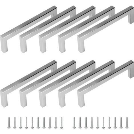10 x 128 mm Trou de Perçage en Acier Inoxydable Argent Poignées de Meubles Poignée de Barre (Diamètre du tube: 12 x 12 mm) (1/5)