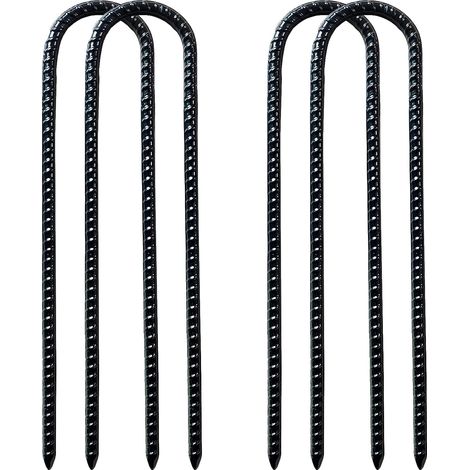 Ancres de Sol Piquets de Fixation en U Piquets de Tente en Acier Galvanisé Piquets de Sol pour Trampoline Camping et Jardin 4 Pack 12 Pouces (1/5)