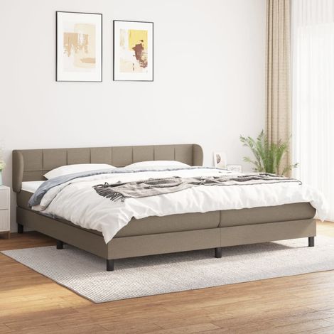 Sommier à lattes de lit avec matelas Taupe 200x200 cm Tissu (1/5)