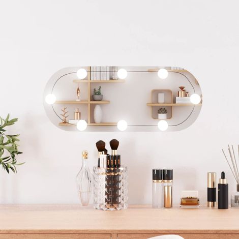 Miroir mural,Miroir Entrée Maison Salle de Bain,Miroir Décoratif avec lumières LED 20x50 cm verre ovale CVW52067 (1/5)