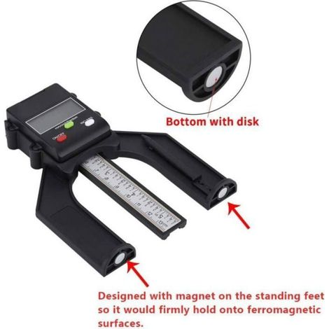 Jauge Profondeur Numérique 0-80mm LCD, Règle Magnétique Précision, Travail Bois/Métal (1/4)