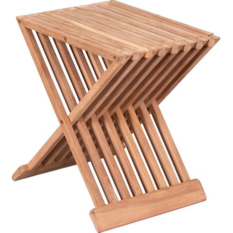 deVries Beistelltisch/Hocker ""WOODIE"" aus Teakholz klappbar Holztisch 41x33x45cm