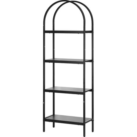 Étagère métallique, étagère industrielle cintrée à 4 niveaux, petite bibliothèque rustique vintage avec étagères ouvertes, meuble de rangement autoportant, pour salon, chambre et bureau (1/5)