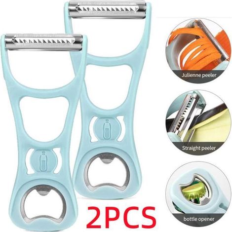 Éplucheur de Légumes - Multifonctionnel - Acier Inoxydable - Design Ergonomique - Couleur Bleu Clair (1/4)