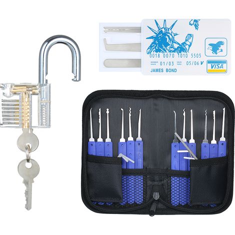 22-teiliges Schlossknacker-Set mit sichtbarem Übungsschloss, transparentem Übungsschloss, Schlosserwerkzeug-Set für Anfänger, Profis und Kinder (1/5)