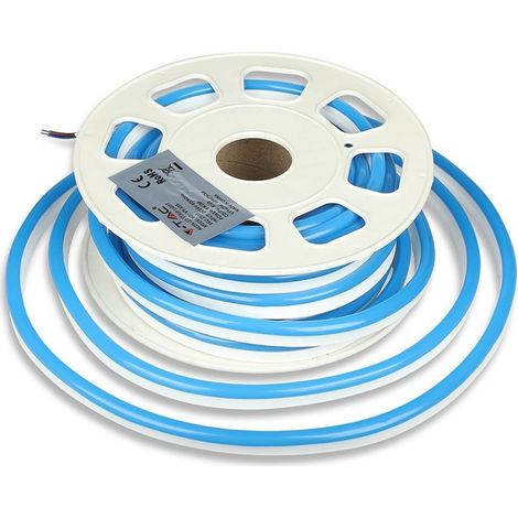 V-TAC VT-555 LED Streifen Neon Flex 24V flexible Spule 10mt 8W/m hellblau 120led/mt IP65 - SKU 2515 (1/5)