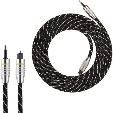 Câble audio numérique à fibre optique Toslink vers mini-jack 3,5 mm, connecteur SPDIF plaqué or, 2 m (1/5)