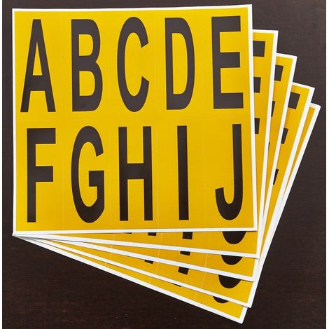 PROVOST - Lettres adhésives panachées Provost - Série A à J, hauteur 75 mm, blanc (1/5)