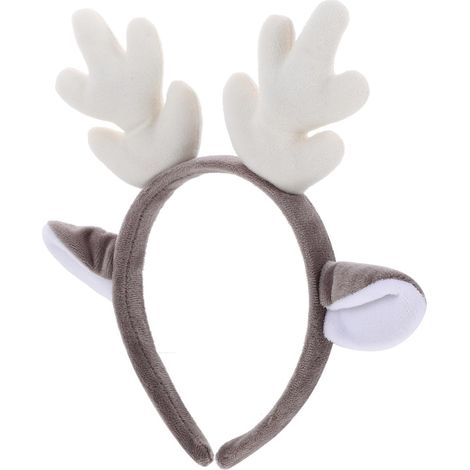 Christmas Reindeer Headband in Fabric and Plastic, Wood Pattern (1/5)