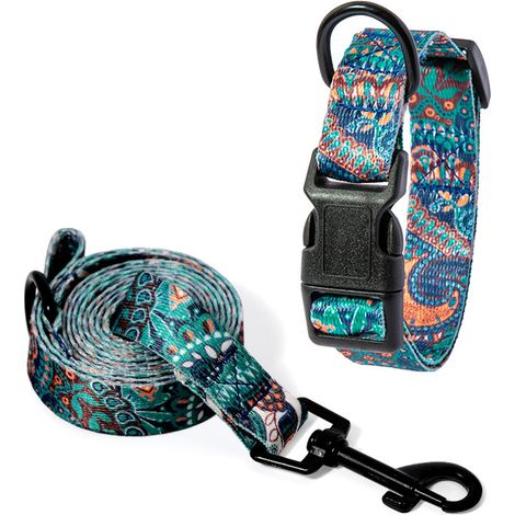 Collier Pour Chien - Laisse Pour Chien - Ensemble Collier Et Laisse En Polyester - Taille M 26 À 42 Cm - Pour Chiens Moyens Et Petits (1/5)