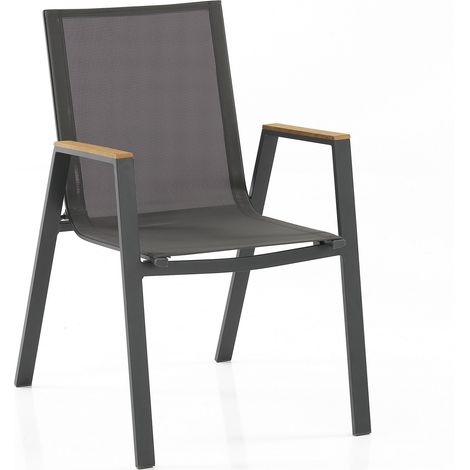 Set 2 sedie da esterno in alluminio antracite cm. H.89 x L.56 x P.68,5