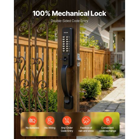 Serrure à Code Mécanique 4-7 Chiffres, Serrure de Porte d'Entrée sans Clé à Clavier Double Faces, pour Maison Portails de Jardin In… (1/5)
