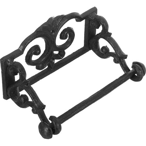 Porte-papier toilette en fer noir UKCOCO, design vintage salle de (1/5)