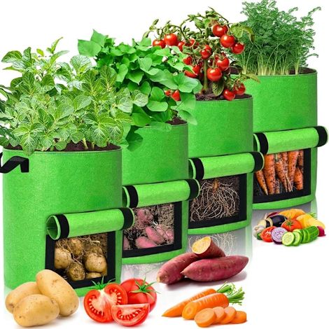 Filiyano-Sacs de culture pour pommes de terre de 40 L, sacs pour plantes, lot de 4 sacs de culture en fibre de verre, pots de fleurs, sacs de jardin (1/5)
