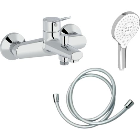 Mitigeur baignoire JACOB DELAFON Eo + pommeau de douche Metro signature + flexible de douche lisse (1/5)