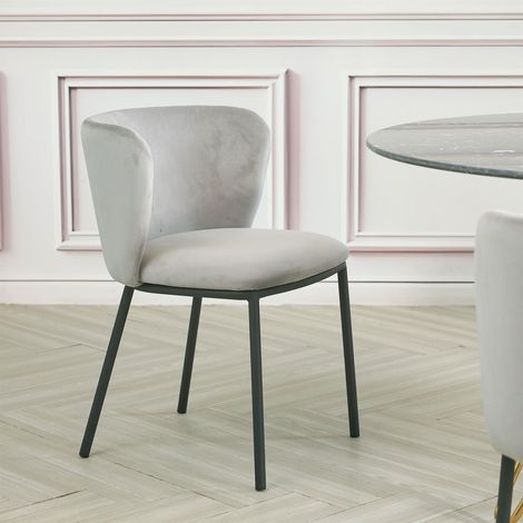 2x Mandy LIght Grey Velvet Chairs (Crib5 Standard) (1/5)