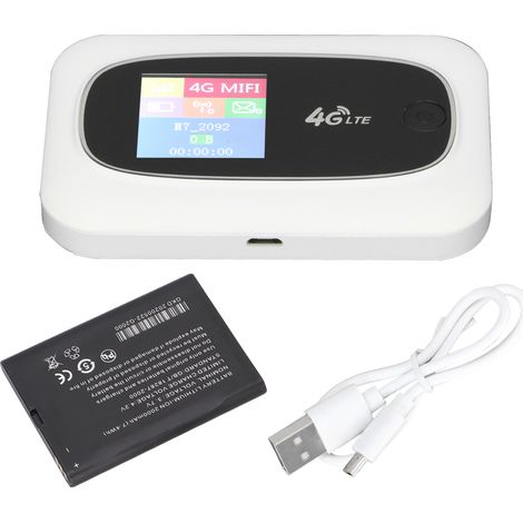 Routeur WiFi 4G Mobile avec Écran LED, Point d'Accès Voyage sans Fil, Emplacement Carte SIM pour Smartphone Ordinateur Portable Blanc (1/5)