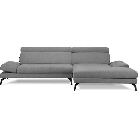 KONSIMO RENAR Ecksofa Modern, 4 Sitzer, bewegliche Kopfstütze, grau (1/5)