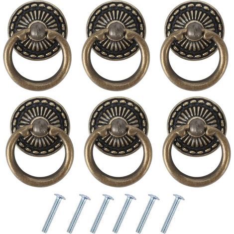 CSPARCV 6 Stück Vintage-Möbelgriffe, antike Schubladengriffe, Türgriffe aus Bronze für Möbel, Kleiderschränke, Kommoden und Schranktüren (1/5)