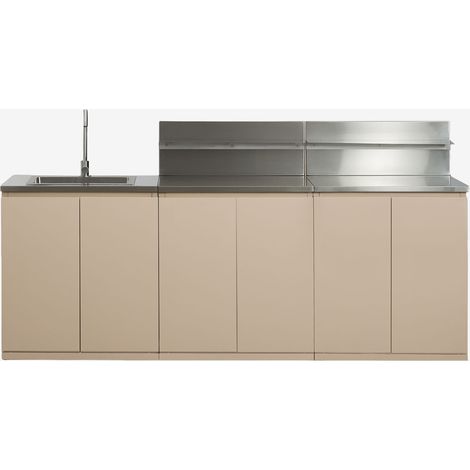 Cucina modulare da esterno a 3 pezzi con lavello, pannello organizzatore e contenitore in acciaio Rivana SKLUM (1/5)