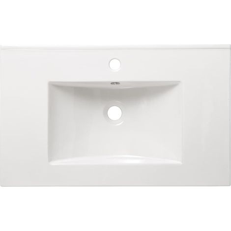 Modena Keramikwaschbecken 81×46 cm mit mittigem Hahnloch, Weiß glänzend (M8046)
