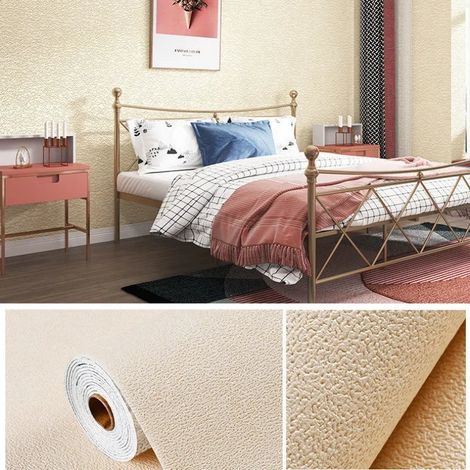 (Jaune clair, 280 cm x 50 cm) Papier peint/autocollant mural 3D en mousse PVC autocollant, couleur unie, épais et imperméable, pour la décoration intérieure. (1/5)