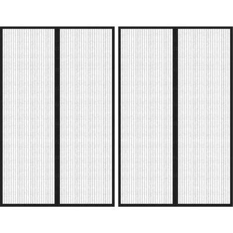 Rideau de porte anti-insectes à fermeture magnétique noir 220x130 cm 2 pcs (1/5)
