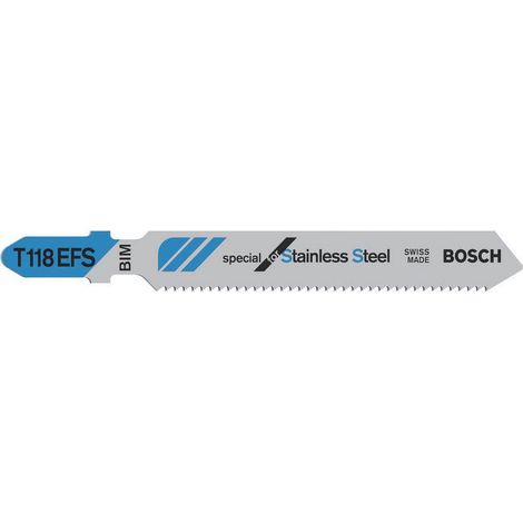 3 Lames Scie Sauteuse Bim Inox 83mm, Pas : 1,4mm T118Efs - Bosch Professional (1/4)
