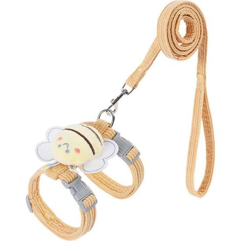 Harnais et laisse pour chat et petit chien, motif abeille mignonne, taille M (1/5)