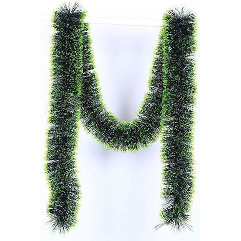 Guirnaldas navideñas de oropel verde oscuro de 2 m, guirnaldas de oropel metalizado, guirnaldas navideñas, adornos navideños brillantes, guirnalda para árbol de Navidad. (1/4)