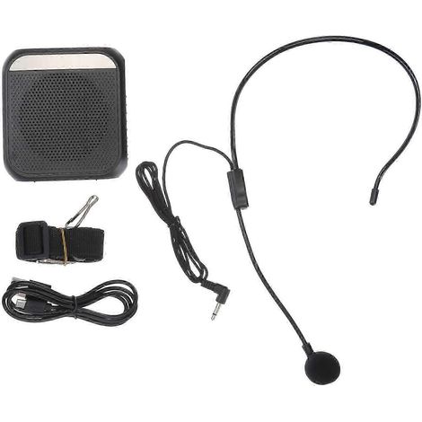 Mégaphone sans fil portable, haut-parleur multifonctionnel avec microphone, idéal pour l'enseignement, les discours et les réunions. Noir. (1/5)